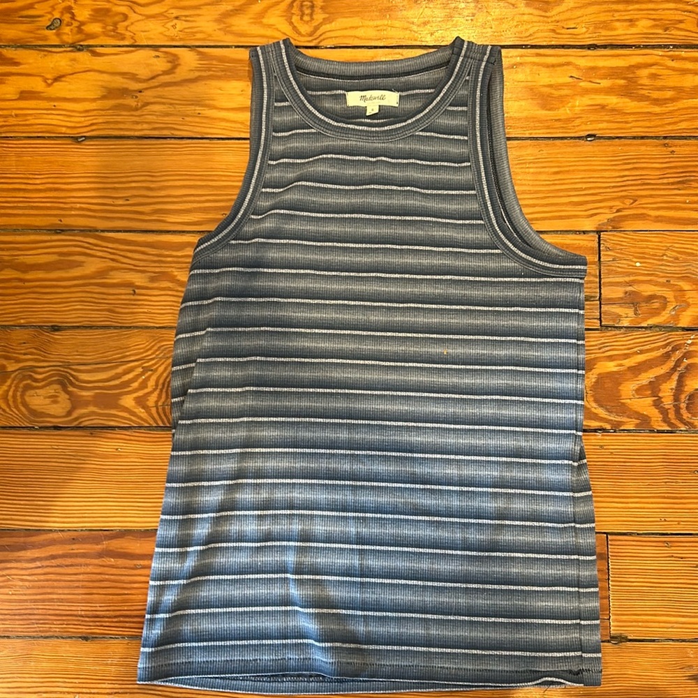 Madewell blue-striped Westville tank top, size small